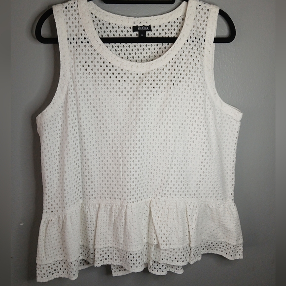 a.n.a A New Aproach White Eyelet Peplum Top - Picture 5 of 15